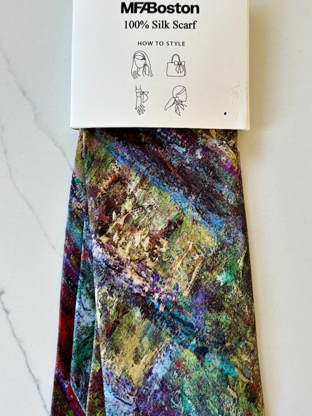 Museum Fine Art Boston Claude Monet Silk Scarf Water Lilies Abstract Pattern NEW - Picture 6 of 13